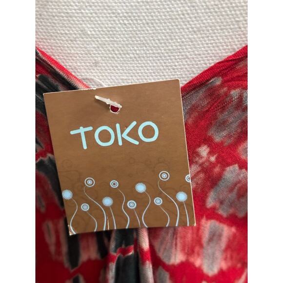 Toko red tie dye maxidress/coverup, OS, NWT, beach, vacation, flowy, tropical - Picture 5 of 6